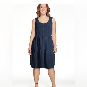 Time and Tru Women's Woven Tiered Buttonfront Dress